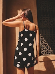 Black/White Spot Longline Cami Top with Linen - Image 4 of 8