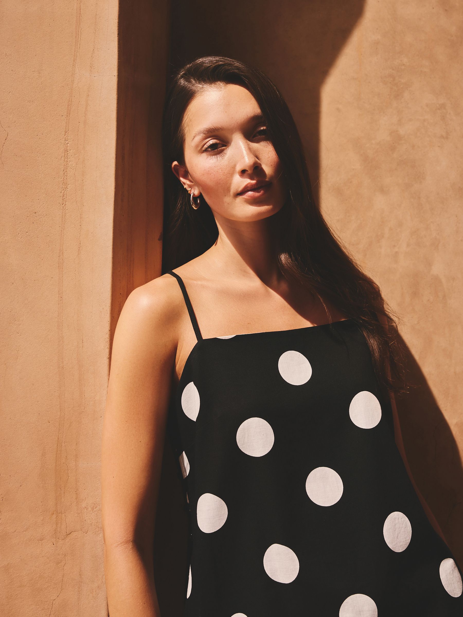Buy Black/White Spot Longline Cami Top with Linen from Next Canada