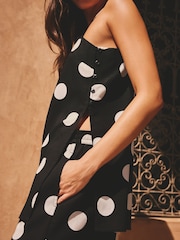 Black/White Spot Longline Cami Top with Linen - Image 5 of 8