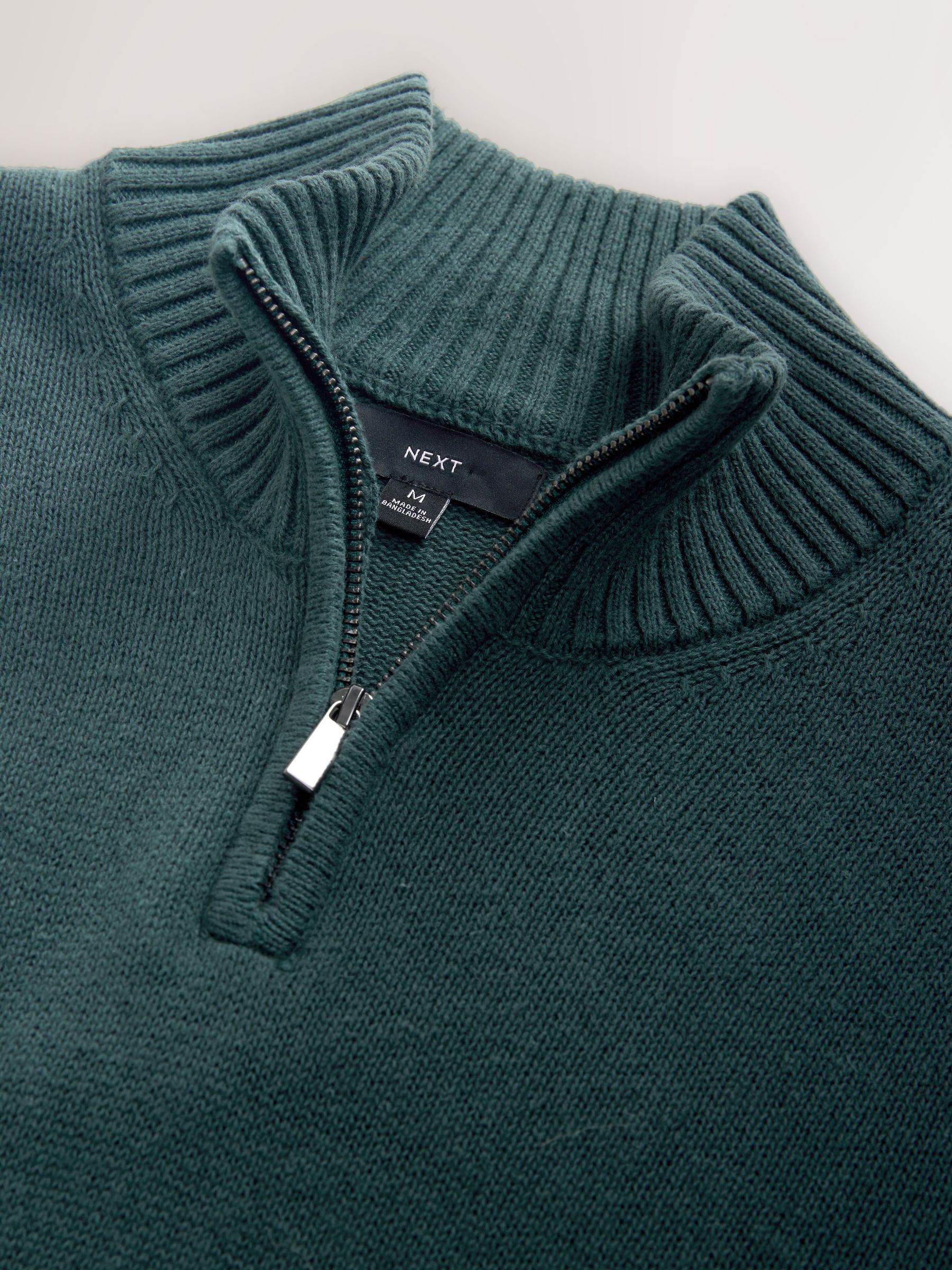 Buy Green Regular Fit Linen Rich Quarter Zip Neck Jumper from Next USA