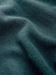 Green Regular Fit Linen Rich Quarter Zip Neck Jumper - Image 8 of 8