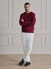 Burgundy Red Signature 100% Linen Crew Jumper - Image 3 of 6