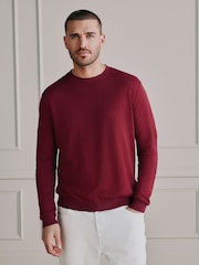 Burgundy Red Signature 100% Linen Crew Jumper - Image 5 of 6