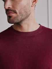 Burgundy Red Signature 100% Linen Crew Jumper - Image 6 of 6