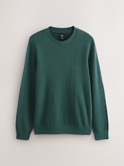 Green Regular Fit Linen Rich Crew Neck Jumper - Image 5 of 7