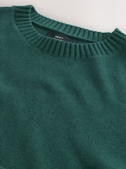 Green Regular Fit Linen Rich Crew Neck Jumper - Image 6 of 7