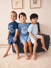 Blue Marl Short Pyjamas 3 Pack (9mths-8yrs) - Image 2 of 11