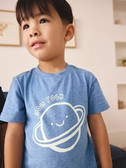 Blue Marl Short Pyjamas 3 Pack (9mths-8yrs) - Image 3 of 11