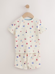 Blue/Ecru Mini Sailor Print Short Pyjamas 3 Pack (9mths-8yrs) - Image 10 of 15