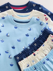 Blue/Ecru Mini Sailor Print Short Pyjamas 3 Pack (9mths-8yrs) - Image 12 of 15