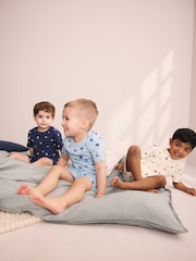 Blue/Ecru Mini Sailor Print Short Pyjamas 3 Pack (9mths-8yrs) - Image 3 of 6