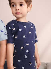Blue/Ecru Mini Sailor Print Short Pyjamas 3 Pack (9mths-8yrs) - Image 4 of 6