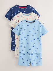 Blue/Ecru Mini Sailor Print Short Pyjamas 3 Pack (9mths-8yrs) - Image 7 of 15