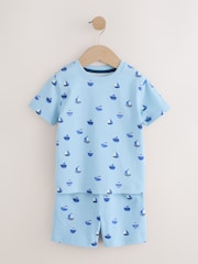 Blue/Ecru Mini Sailor Print Short Pyjamas 3 Pack (9mths-8yrs) - Image 8 of 15