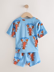 Blue/Green/Red Dino, Digger and Lobster Mixed Short Pyjamas 3 Pack (9mths-8yrs) - Image 10 of 13
