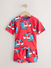 Blue/Green/Red Dino, Digger and Lobster Mixed Short Pyjamas 3 Pack (9mths-8yrs) - Image 3 of 8