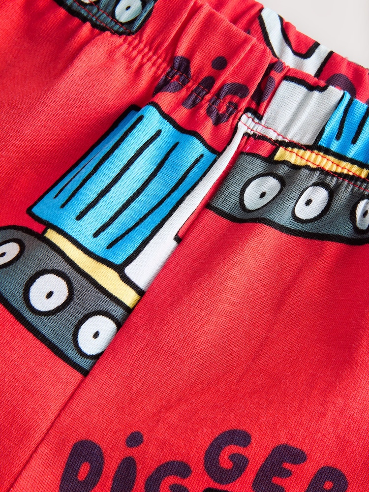 Blue/Green/Red Dino, Digger and Lobster Mixed Short Pyjamas 3 Pack (9mths-8yrs) - Image 8 of 8