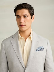 Light Grey Slim Fit Textured Linen Blend Blazer - Image 1 of 11