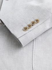 Light Grey Slim Fit Textured Linen Blend Blazer - Image 10 of 11
