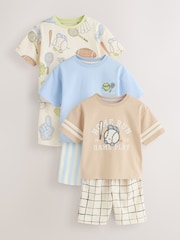 Blue/Green/Grey Tennis Club Short Pyjamas 3 Pack (9mths-10yrs) - Image 1 of 7