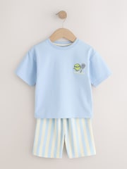 Blue/Green/Grey Tennis Club Short Pyjamas 3 Pack (9mths-10yrs) - Image 2 of 7