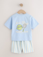 Blue/Green/Grey Tennis Club Short Pyjamas 3 Pack (9mths-10yrs) - Image 5 of 7