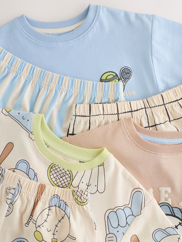 Blue/Green/Grey Tennis Club Short Pyjamas 3 Pack (9mths-10yrs) - Image 7 of 7
