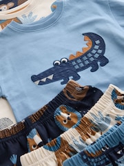 藍色/米色野生動物 - 短睡衣3件裝(9個月-8歲) - 圖片 11/13