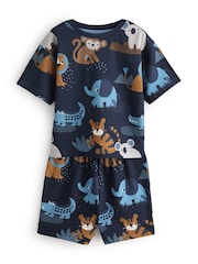 Blue/Ecru Safari Animal Short Pyjamas 3 Pack (9mths-8yrs) - Image 2 of 8
