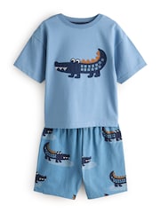Blue/Ecru Safari Animal Short Pyjamas 3 Pack (9mths-8yrs) - Image 5 of 8