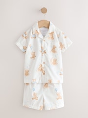 لون كريم دب - Single Button Through Short Pyjamas (9mths-8yrs) - Image 1 of 4