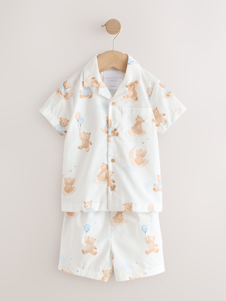 لون كريم دب - Single Button Through Short Pyjamas (9mths-8yrs) - Image 1 of 4