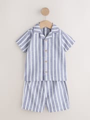 Blue/White Stripe Short Button Through Pyjamas 2 Pack (9mths-8yrs) - Image 5 of 8