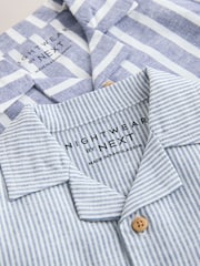 Blue/White Stripe Short Button Through Pyjamas 2 Pack (9mths-8yrs) - Image 7 of 8