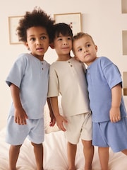 Blue/Neutral Plain - Pack de 3 pijamas cortos (9 meses-10 años) - Imagen 1 de 12