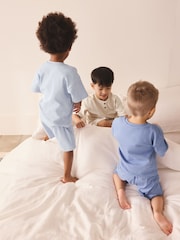 Blue/Neutral Plain - Pack de 3 pijamas cortos (9 meses-10 años) - Imagen 4 de 12
