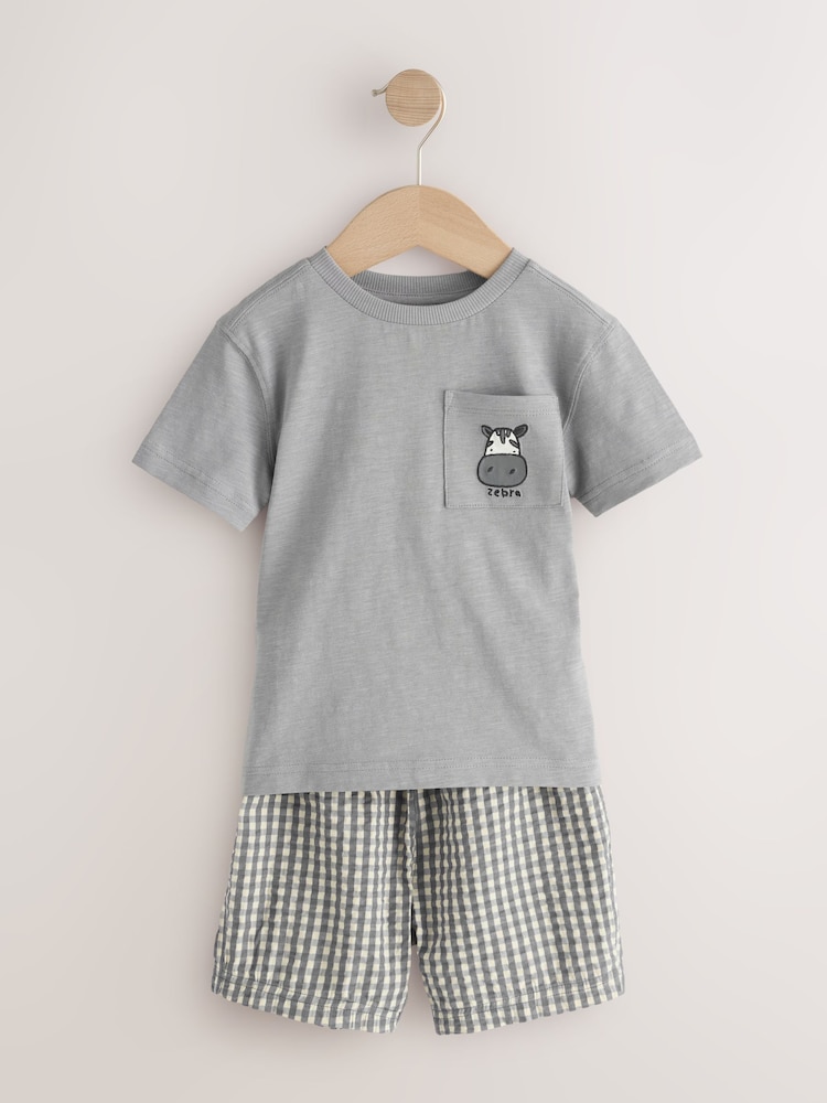 Brown/Cream/Grey Animal Short Pyjamas 3 Pack (9mths-8yrs) - Image 2 of 7 Brown/Cream/Grey Animal Short Pyjamas 3 Pack (9mths-8yrs) - Image 2 of 7