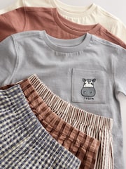 Brown/Cream/Grey Animal Short Pyjamas 3 Pack (9mths-8yrs) - Image 6 of 7