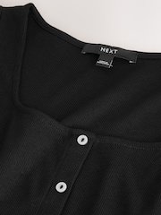 Black Short Sleeve Jersey Button Through Maxi Dress - Image 6 of 6