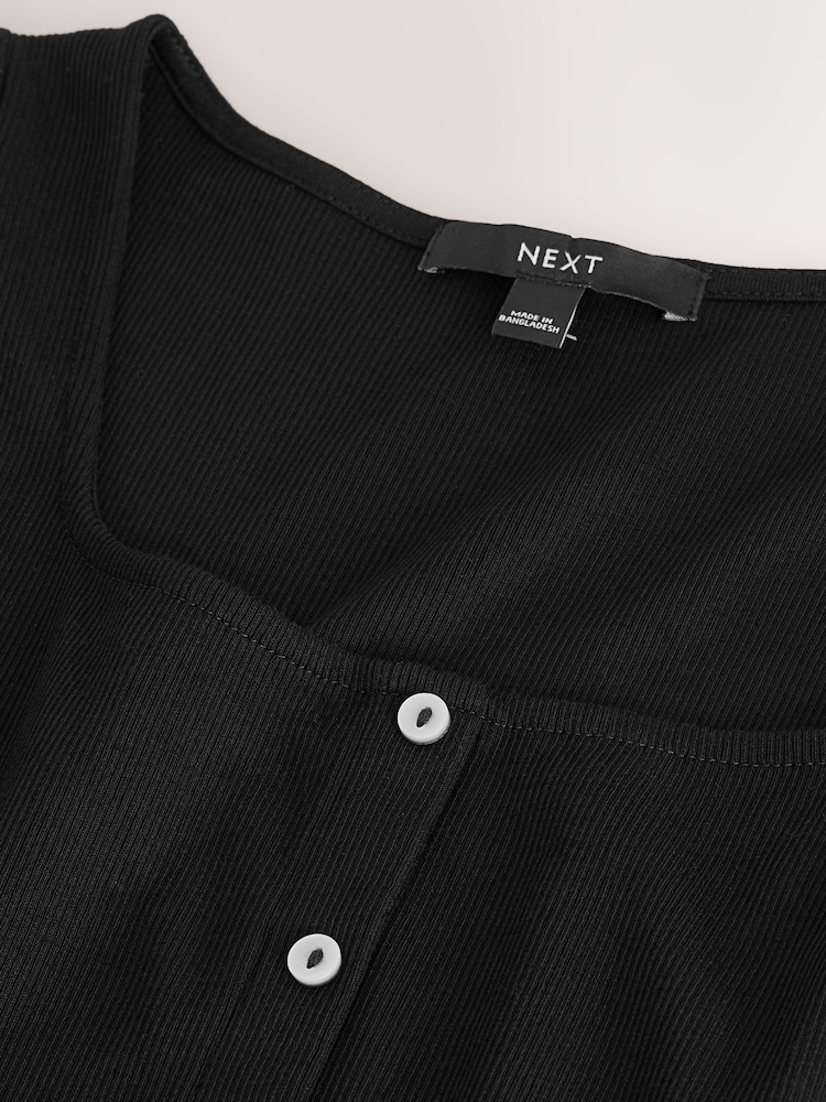 Black Short Sleeve Jersey Button Through Maxi Dress - Image 6 of 6 Black Short Sleeve Jersey Button Through Maxi Dress - Image 6 of 6
