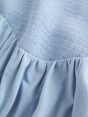 Chambray Blue Cap Sleeve Shirred Body Jersey Midi Dress - Image 3 of 3