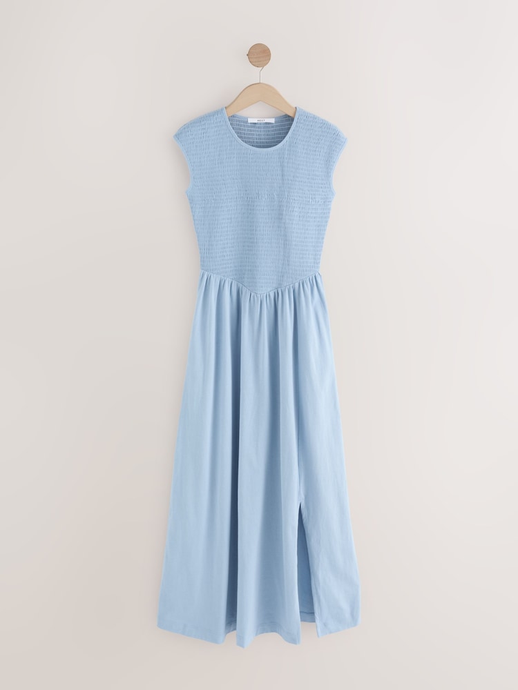 light blue cap sleeve dress Buy Chambray Shirred Body Jersey Midi from Next USA Healthier Lightened Up Blue Wedding dress date:2025-03-16-UK Color:Green Bean Size medium measures 47.5