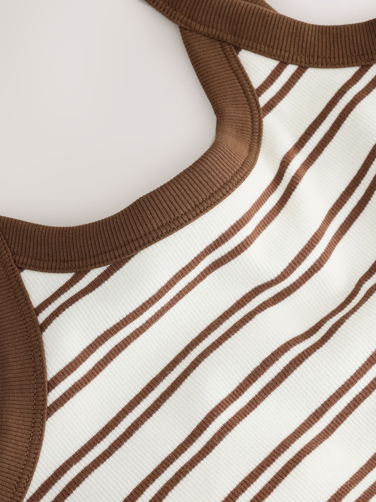 Brown/White Hidden Support Vest Bra Top - Image 2 of 3