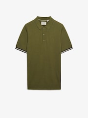Superdry Green Knitted Texture Polo Shirt - Image 5 of 6