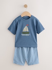 Blue/Green/Coral Transport - Woven Short Pyjamas 3 Pack (9mths-8yrs) - Image 4 de 7