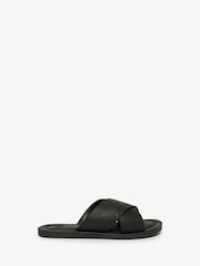 Superdry Black Vintage Cross Strap Sliders - Image 2 of 8