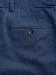 Navy Blue Slim Fit Textured Smart Trousers with Side Adjuster - Image 11 of 12