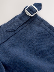 Navy Blue Slim Fit Textured Smart Trousers with Side Adjuster - Image 12 of 12