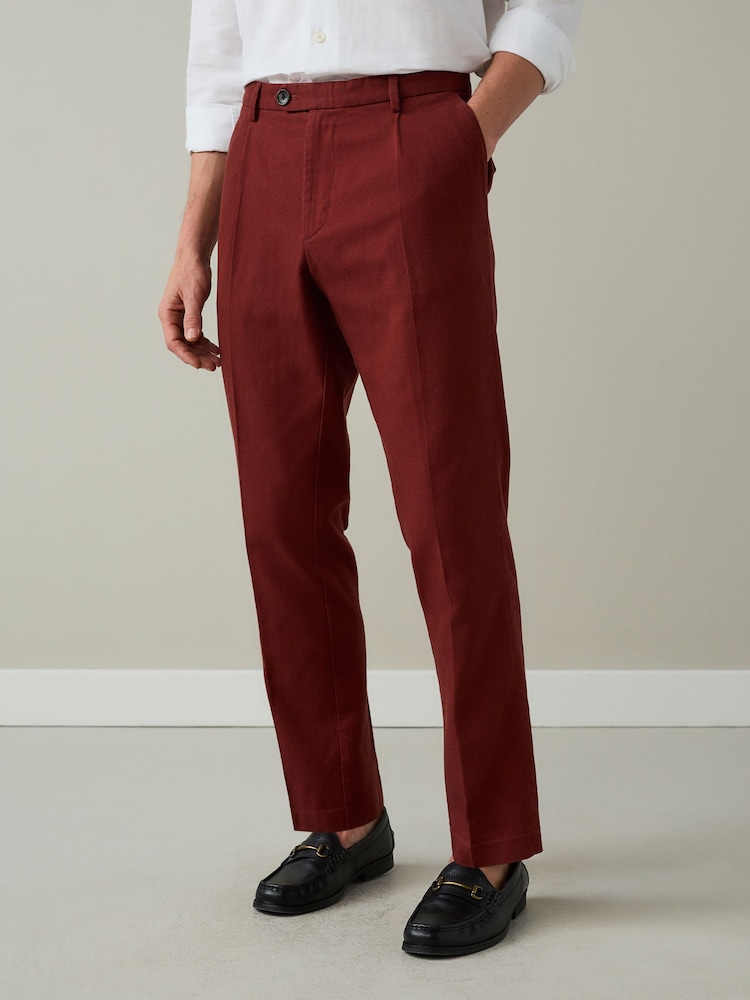 Red Textured Cotton Smart Chinos - Image 1 of 9