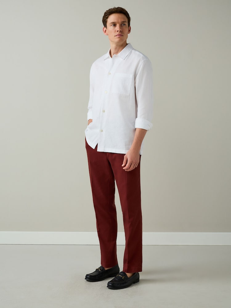 Red Textured Cotton Smart Chinos - Image 2 of 9